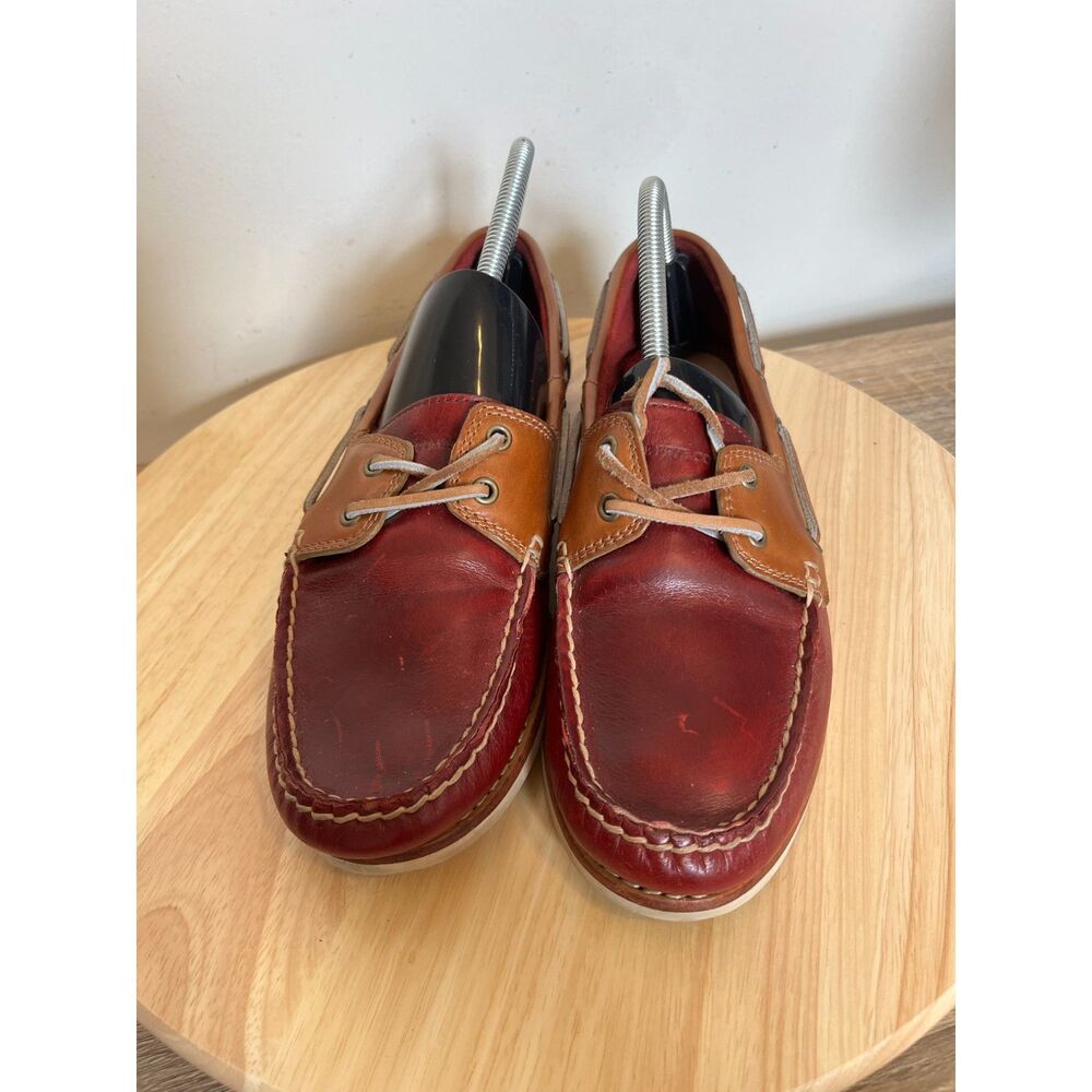 Frye Quincy‎ Womens Size 9.5 Shoes Burgundy Leather Moc Toe Slip On Boat - Picture 3 of 11